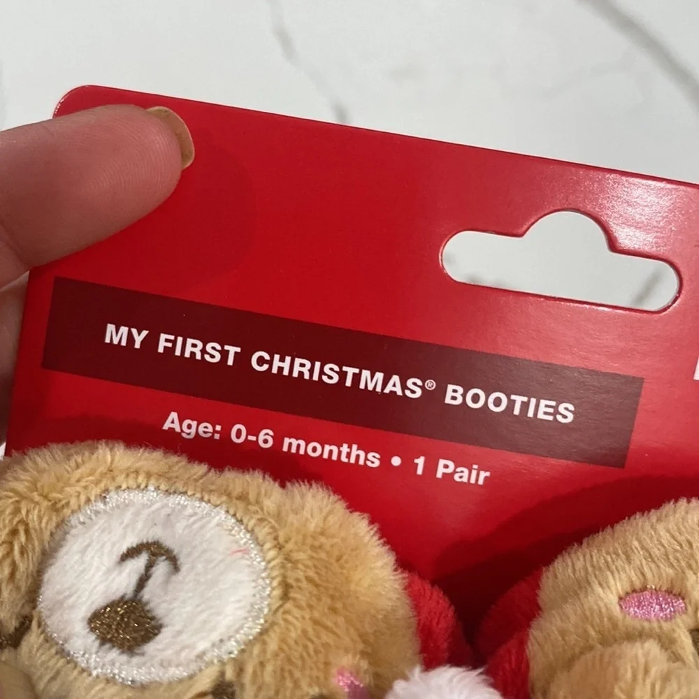 NWT Infants Baby's First Christmas Bib‎ & Booties Set Red